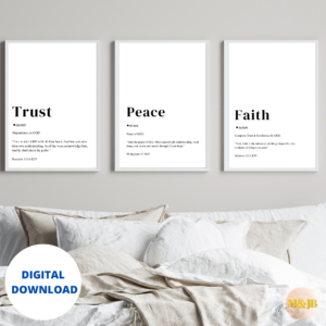 Faith,Peace and Trust Wall Art Mockup